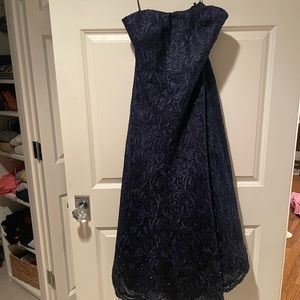 Kay Unger - Navy Beaded Lace - Strapless Midi